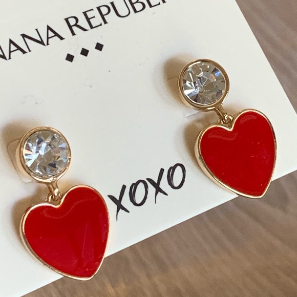 Banana Republic Red Heart Earrings - Picture 2 of 6